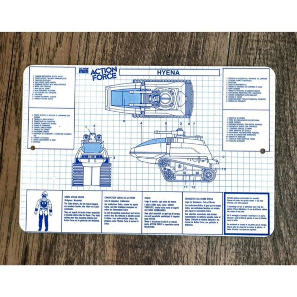Retro Action Force Hyena GI Joe HISS Tank Blueprint 8x12 Metal Wall Sign Poster